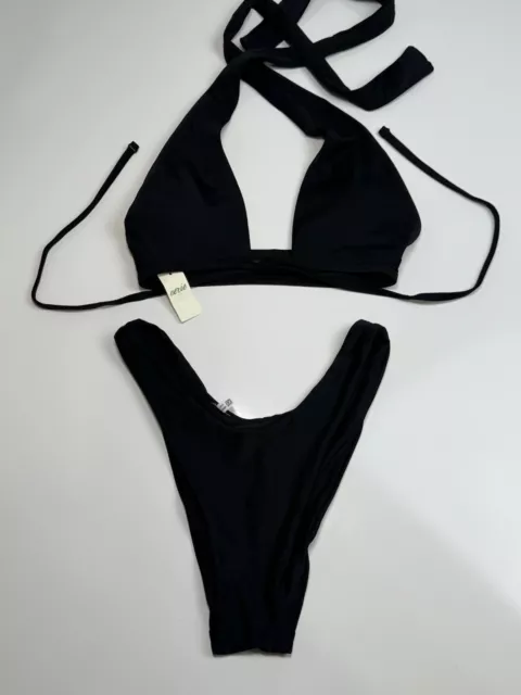 Aerie Scoop Bikini Set Top And Cheekier Bottoms Size Small In Black
