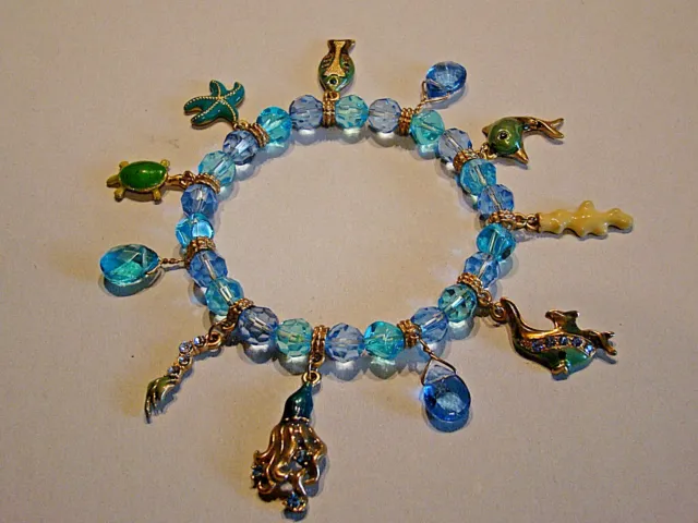 Armband Armreif Bracelet Glas Perlen & Glasur Anhänger Damenarmband Schmuck