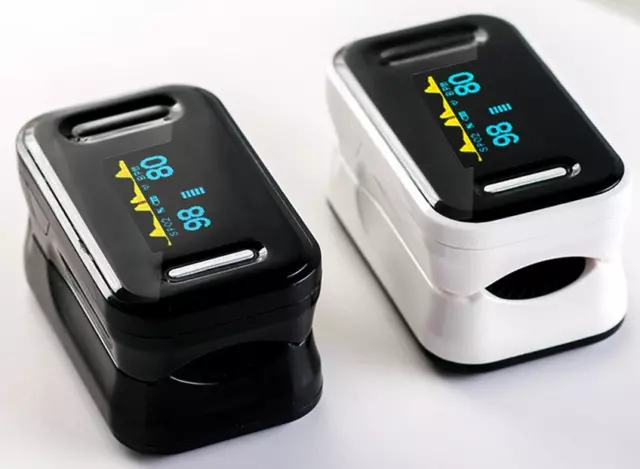 UK Fingertip Pulse Oximeter LED Display Blood Oxygen Saturation SpO2 PR BLK/WHT