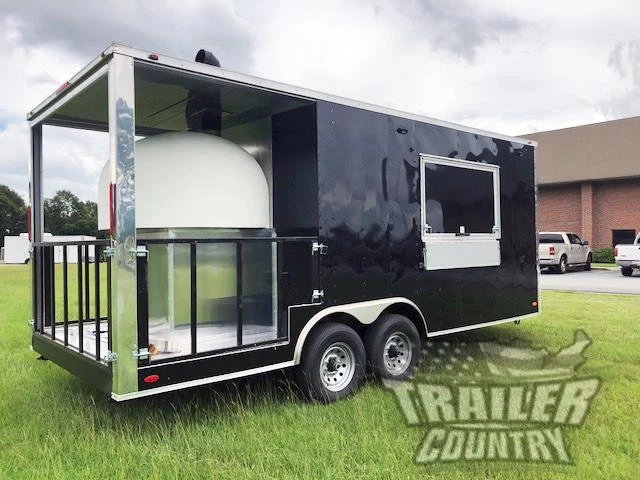 New 2023 8.5X20 Enclosed Wood Fired Brick Pizza Oven Concession Kitchen Trailer