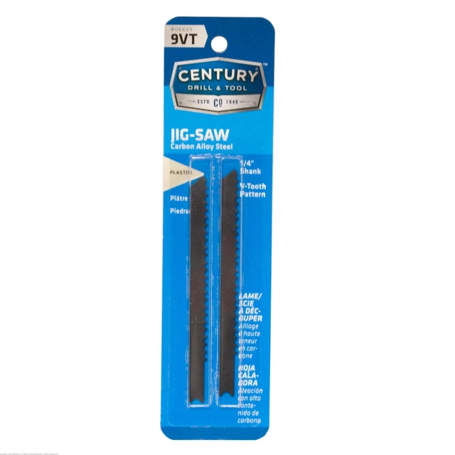 Century Drill 9VT x 2 3/4" Alloy Jig-Saw Blade 0.040" Thick 2Pcs 06609