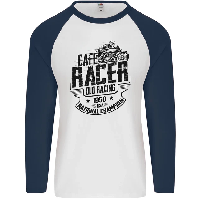 Maglietta da baseball Cafe Racer Old Racing Motorcycle Biker da uomo L/S 2