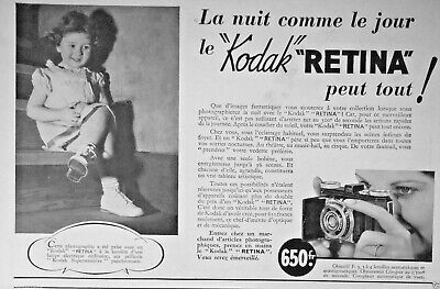 PUBLICITÉ DE PRESSE 1934 RETINA DE KODAK LA PHOTOGRAPHIE SUR 35m/m 