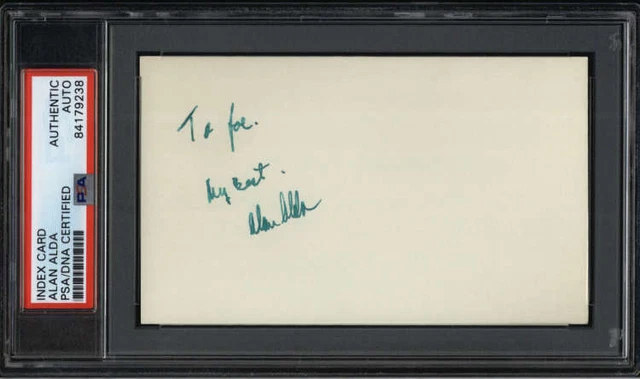 Alan Alda Vintage Auto Actor MASH Signed 3" x 5" Index Card  PSA/DNA