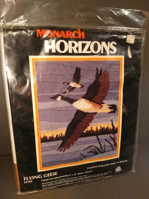 Vintage Monarch Horizons Flying Geese Crewel Yarn Picture Kit  9x12 Embroidery