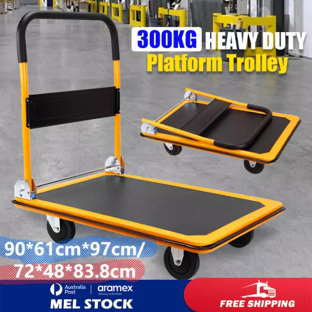 300kg/150kg Heavy Duty Hand Dolly Furniture Trolley Cart Moving Platform Mover