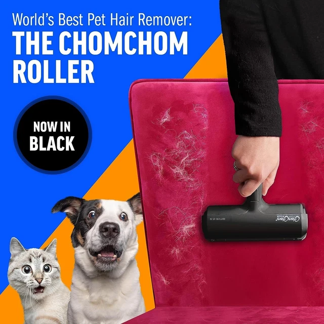 Chom Chom Roller Pet Hair Remover & Reusable Lint Roller, Cat & Dog - Black
