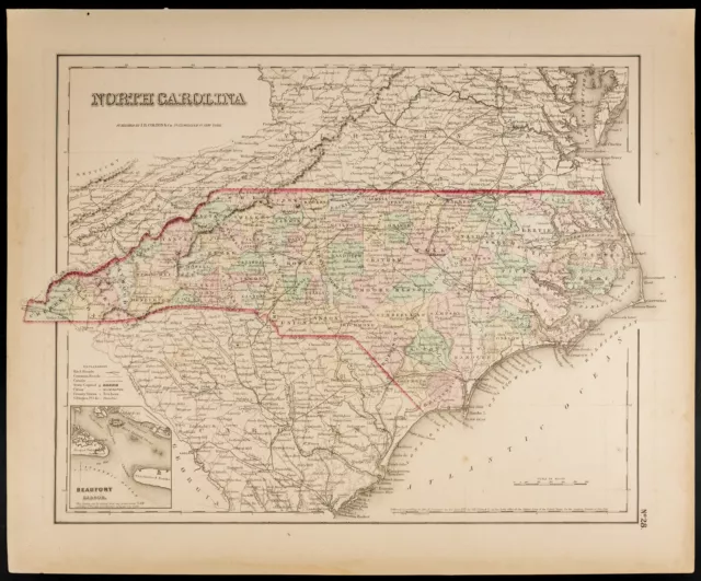 Antique Map [1857,Colton]: State of North Carolina. Map of North Carolina