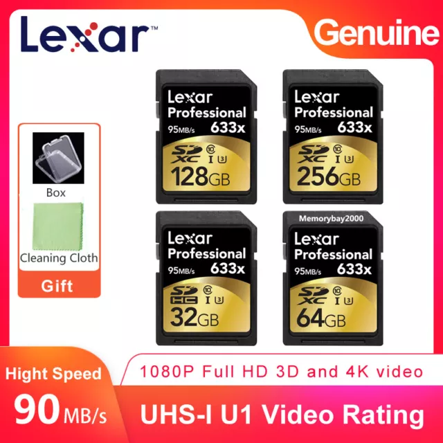 Cámara réflex digital Lexar SD SD SDHC SDXC 633x 16 GB 32 GB 64 GB Clase 10 C1 UHS-I