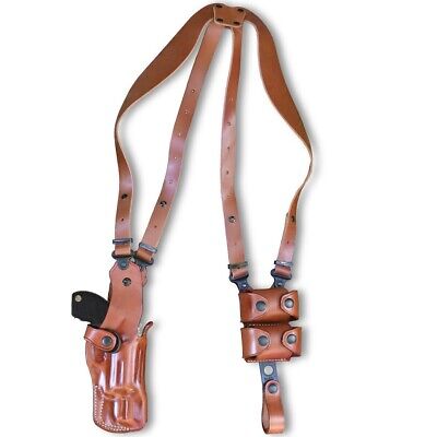 Brown Color #1311# Right Hand Draw Premium Leather Vertical Shoulder Holster System for CZ 75 Shadow 2 9mm 4.89BBL 