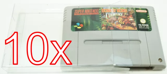 10 X Klarsicht Schutz Hülle Super Nintendo SNES Spiel Modul Cartidge 0,5 mm