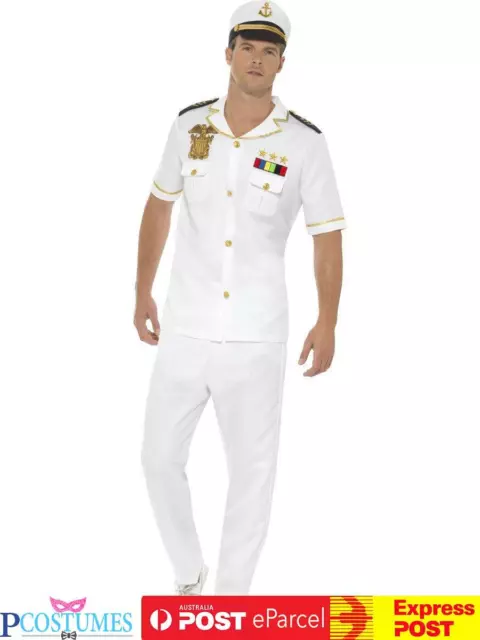 Mens White Sailor Captain Costume Navy Officer Uniform Sea Marine Outfit