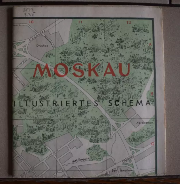 Interflug Reisebüro DDR Fluggesellschaft Stadtplan Moskau um 1970