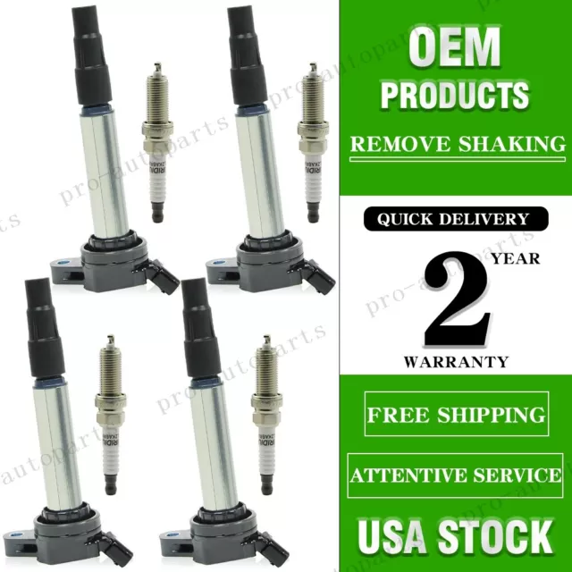 4X Ignition Coil + 4X iridium Spark Plug For 2009-2017 Toyota Corolla 1.8L UF596