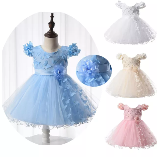 Baby Girl's Tutu Flower Dresses Sundress Pageant Butterfly Tulle Dress Outfit 2