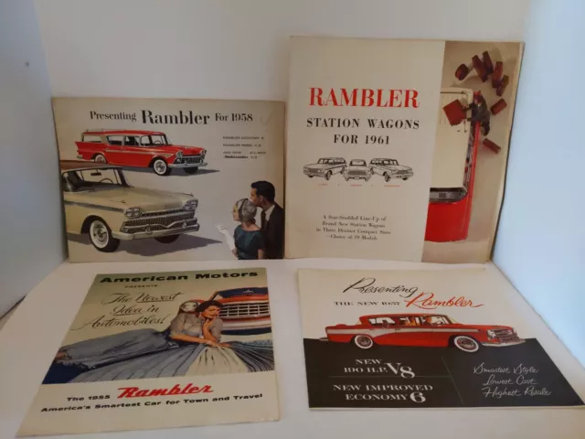 1950s 1960s Rambler Car Brochures American Motors Corporation Six Super Rebel