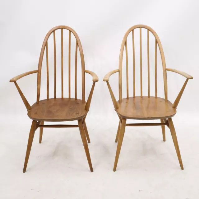 2 Ercol Windsor Quaker Bow Back Dining Chairs Carver Armchairs FREE UK Delivery