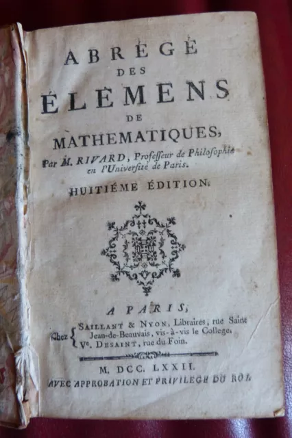 Abrégé des élémens de mathématiques (Rivard - 8ème édition 1772)