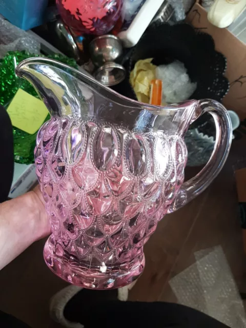 Vintage Mosser Passion Pink Pitcher! ELIZABETH design SPARKLING, GORGEOUS! RARE!