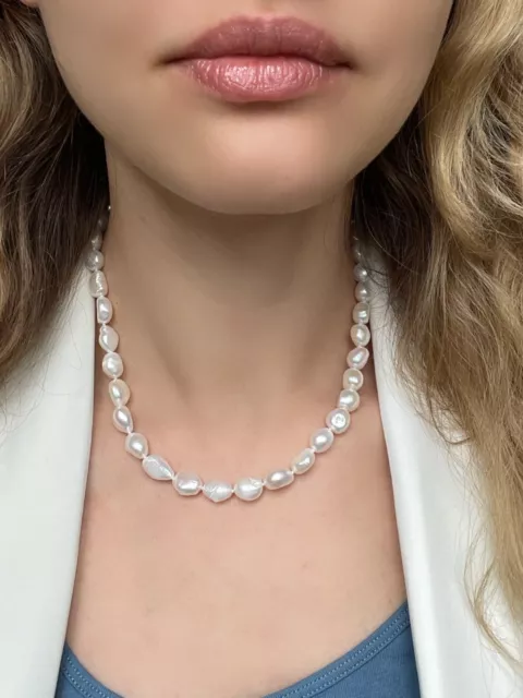 Genuine White South Sea Baroque Pearl Necklace 43 cm