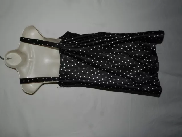WOMENS SANTE CLASSICS nightgown size M black white polka dot chemise ...