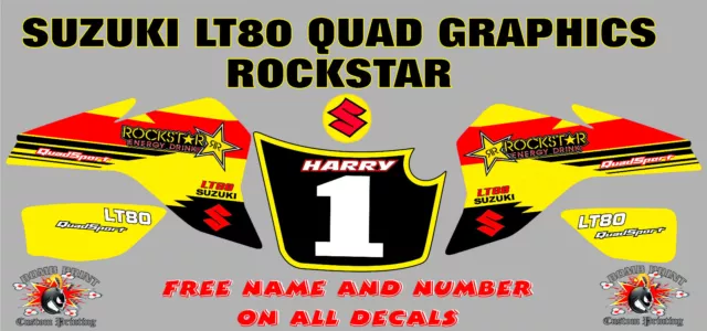 suzuki lt80 quad grafik aufkleber aufkleber name & nummer lt80 laminat half rock