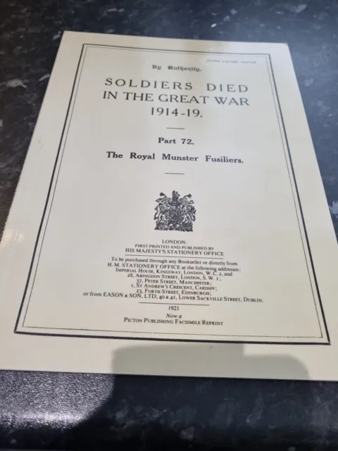 Soldiers Died in the Great War Part 72 The Royal Munster Fusiliers- Genealogy.