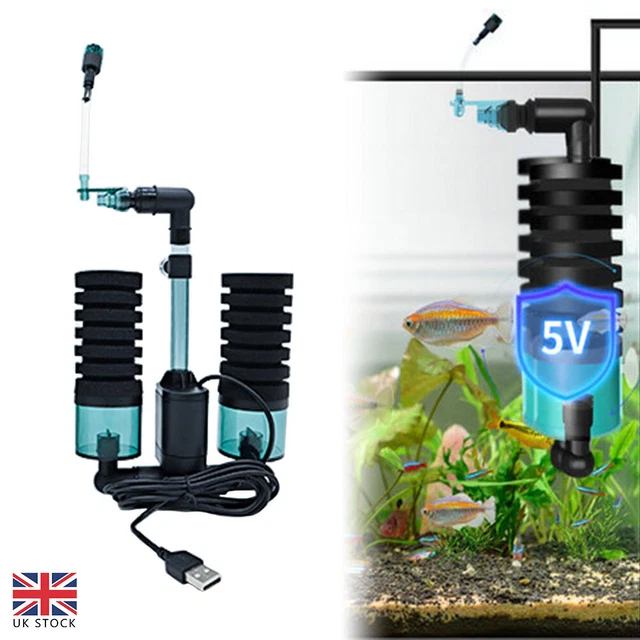 5V Quiet Electric Sponge Filter Fish Tank Aquarium Double Sponge Filter