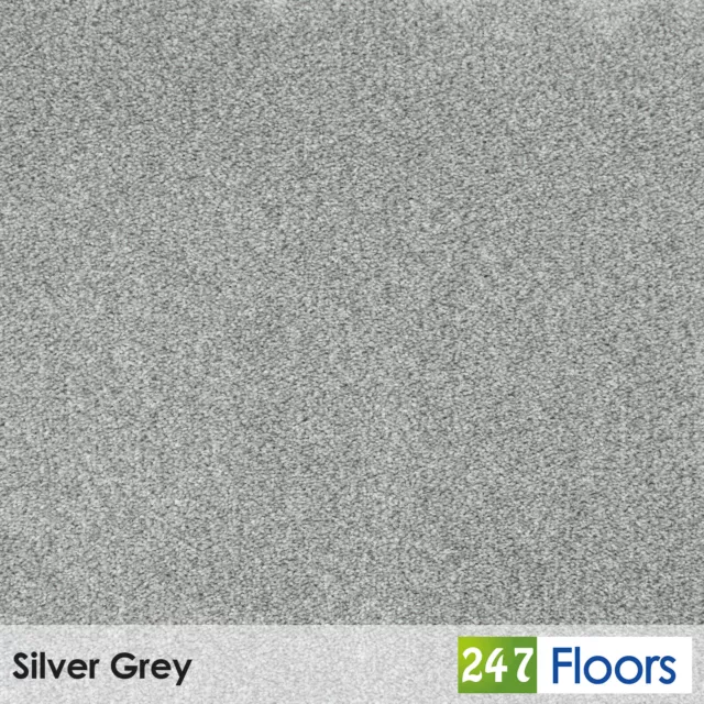 Silver Grey Soft Saxony Carpet 12mm Thick Stain Resistant Durable Action Back