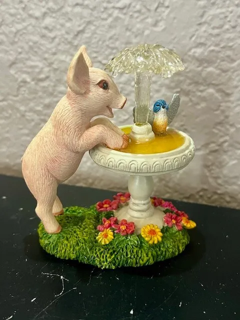 The Hamilton Farm Livin' Collection Easter Spring Pig Fountain Frolic Figurine