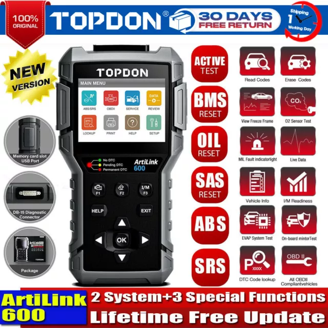 🔥TOPDON AL600 Profi KFZ Diagnosegerät Auto OBD2 Scanner Aktiver Tester AutoVIN