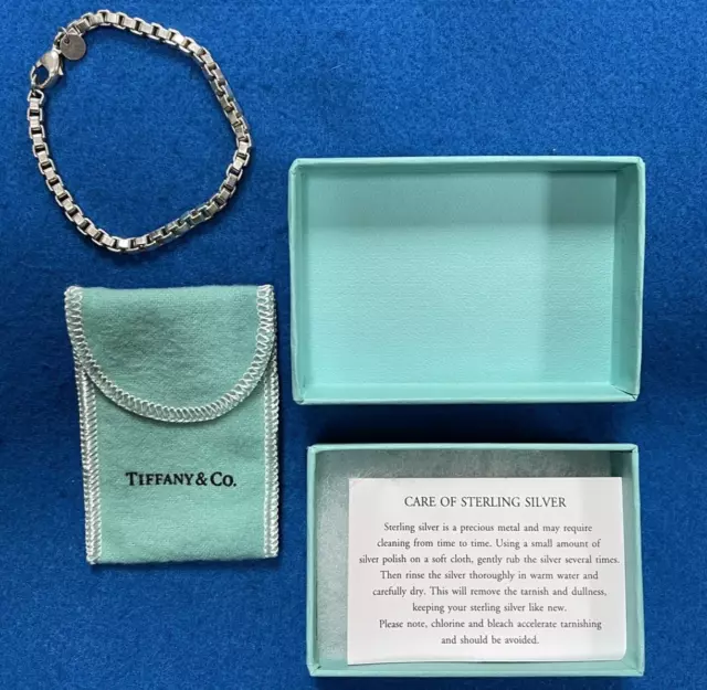 Tiffany & Co. Venetian Box Link Bracelet 925 Sterling Silver  7" Long