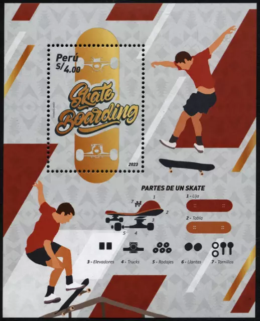 Peru 2023 "Skate boading" Sport, MiNr  Block neu