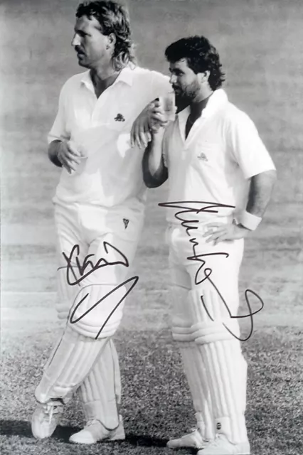 Ian Botham & Allan Lamb, England cricket legends, Ashes, signed 12x8 inch photo. Ian Botham & Allan Lamb, England cricket legends, Ashes, signed 12x8 inch photo.