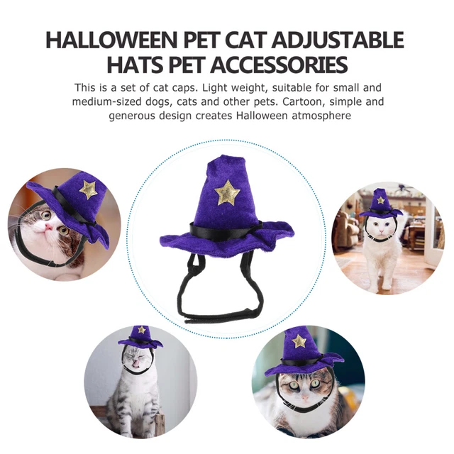 Cat Halloween Outfit Witch Cosplay Dog Outfit Hat Witch Costume Women Adjustable 5