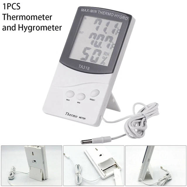 Thermomètre LCD intérieur/extérieur modèle TA318 mural ABS précision 0,1