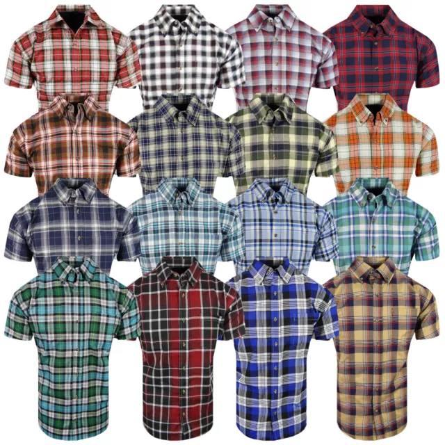 Plaid Shirt Mens Short Sleeve Button Down Collar One Pocket NEW Color TRUE FIT 3