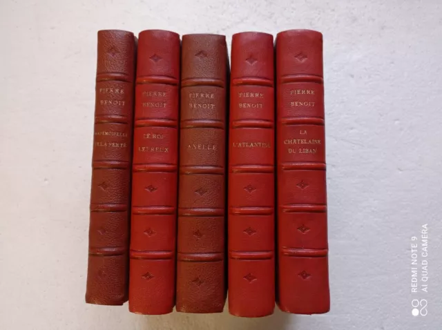 Pierre Benoit lot de 5 vol. roman ed. Albin Michel, 1ere édition rel. demi-cuir