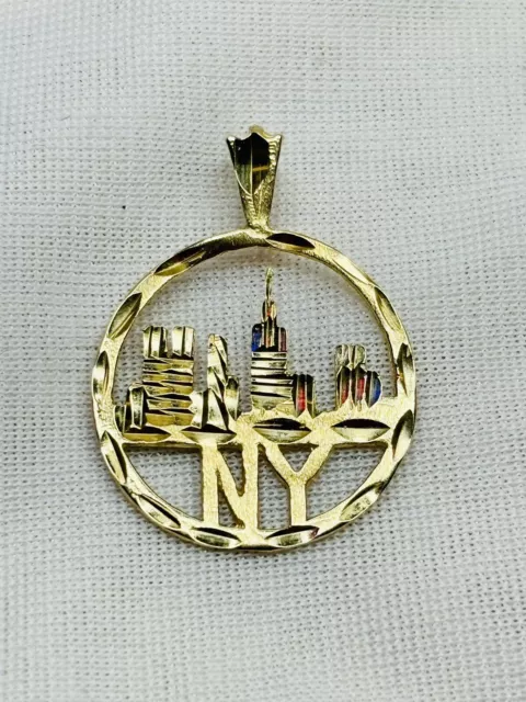 14k Yellow Gold NYC NY New York City Pendant Empire State 1.5g