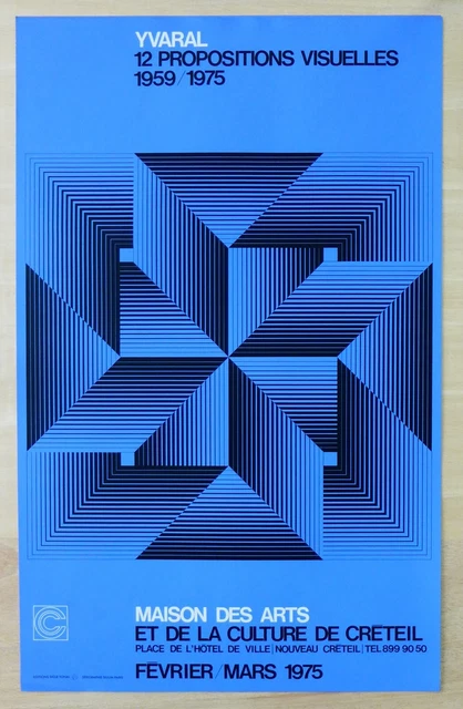 Screen printing Yvaral (Jean-Pierre Vasarely), Créteil (1975) Op-Art