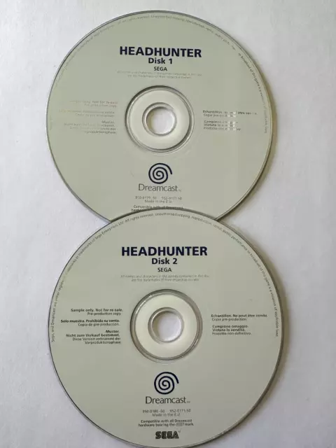 Jeux SEGA Dreamcast - Headhunter - Promo/Press White Label