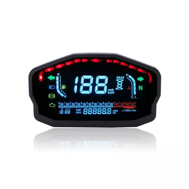 Universal Motorcycle Dirtbike 14000RPM LCD Odometer Speedometer Gauge Waterproof