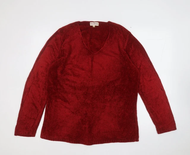 BONMARCHE WOMENS RED V Neck Polyester Pullover Jumper Size M Embroidered deta 11.25 PicClick UK