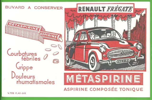 Buvard publicitaire - METASPIRINE  Frégate Renault