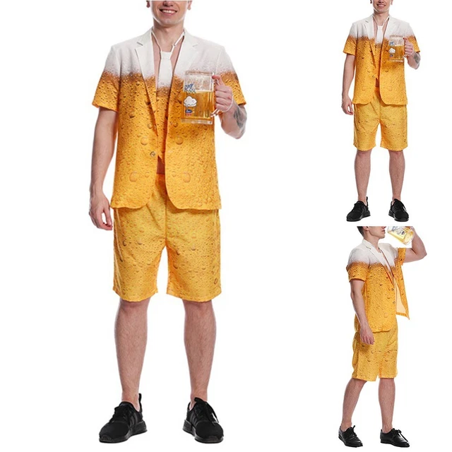 Gelb Herren Bieranzug Jacke Hose für Oktoberfest Hirsch Party Kostüm