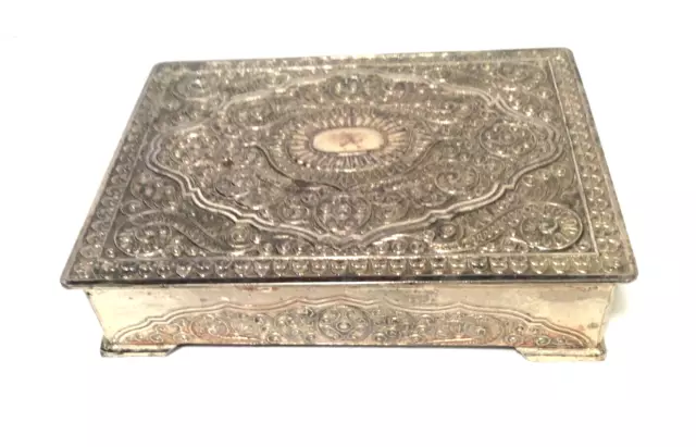 Vintage Highlands Silver plated box rectangular footed large