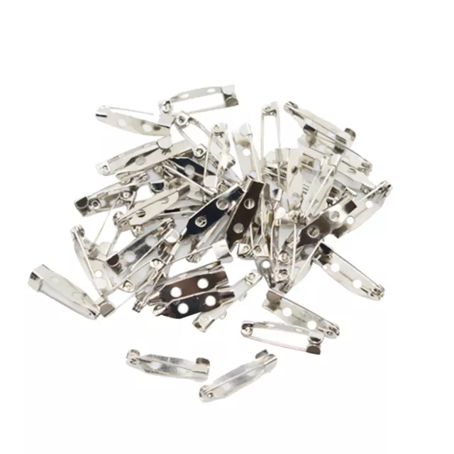 50pcs Brooch Badge Findings DIY Tool Safety Pins Bar Pin Craft 2cm Silver