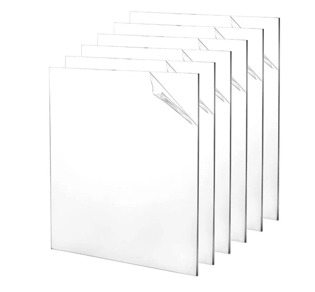 (6 PACK) CLEAR Acrylic Cast Plexiglass Plastic Sheet 1/8" x 24" x 36