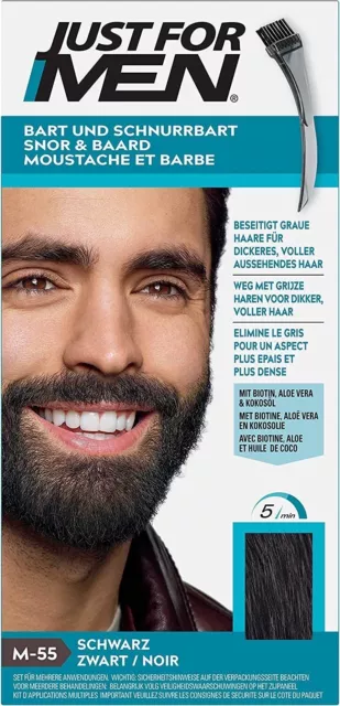 Just For Men Coloration Teinture Barbe & Moustache En 5 Minutes Noir Naturel M55