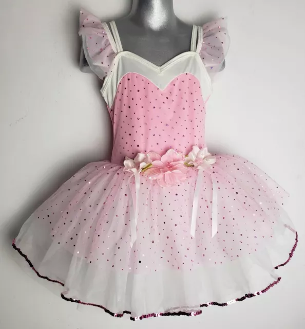 Girls Child Small Pink Sparking Foil Dots Tutu Ballet Costume CURTIAN CALL NWOT